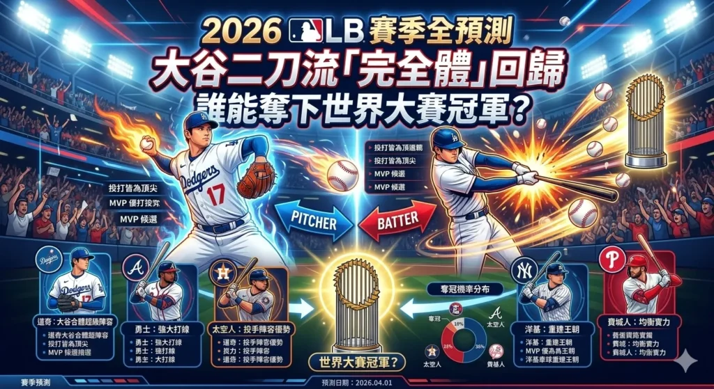 2026MLB賽季全預測圖解,大谷二刀流完全體回歸與世界大賽冠軍競逐分析